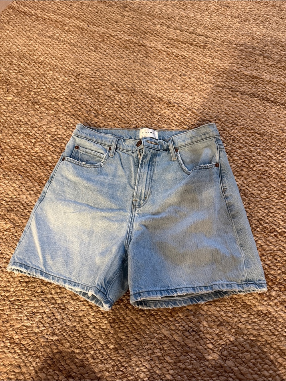 Frame Denim Light Blue High-Rise Jean Shorts